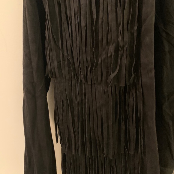 Black faux suede fringe jacket - Picture 2 of 3